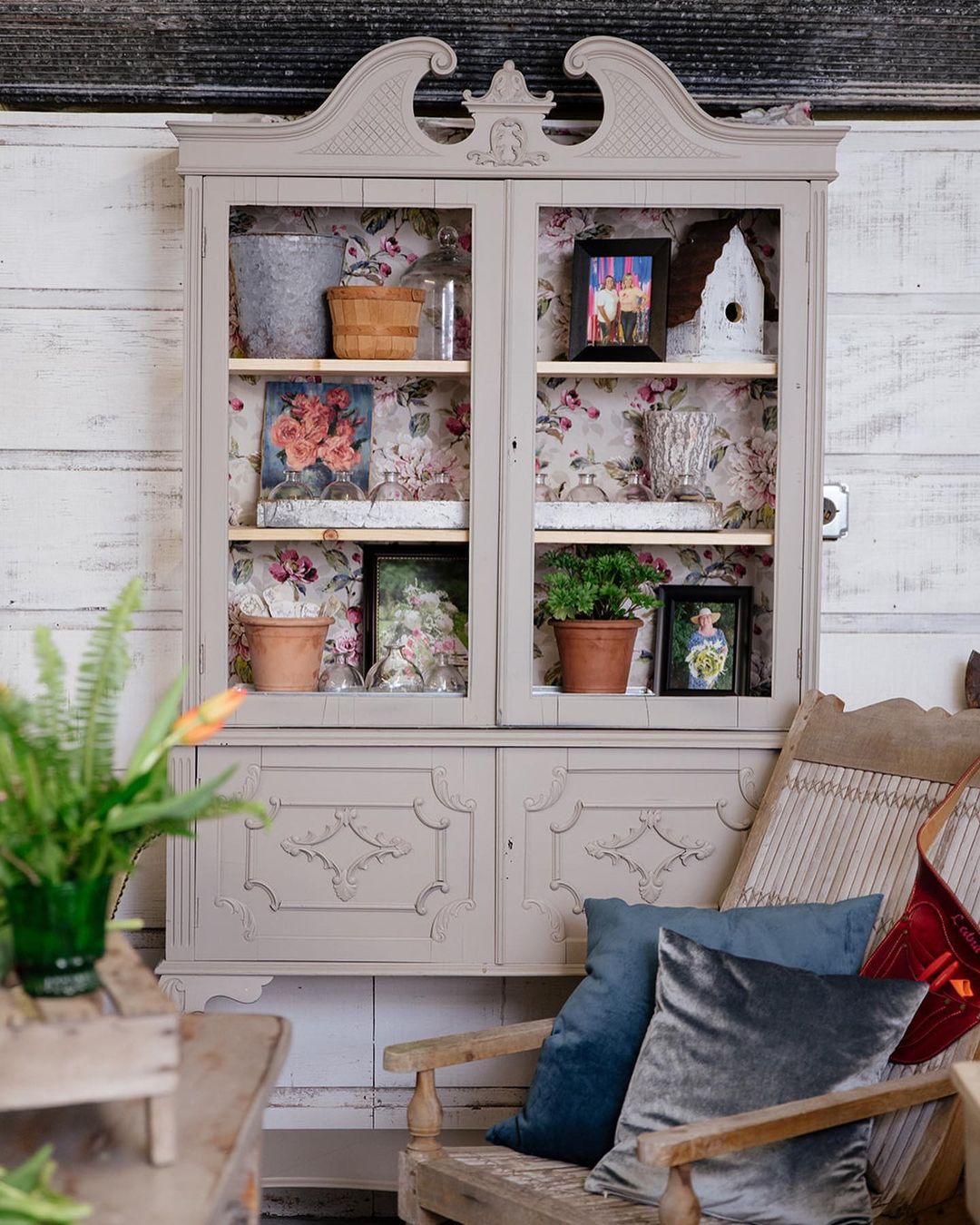 Vintage Floral Display Cabinet