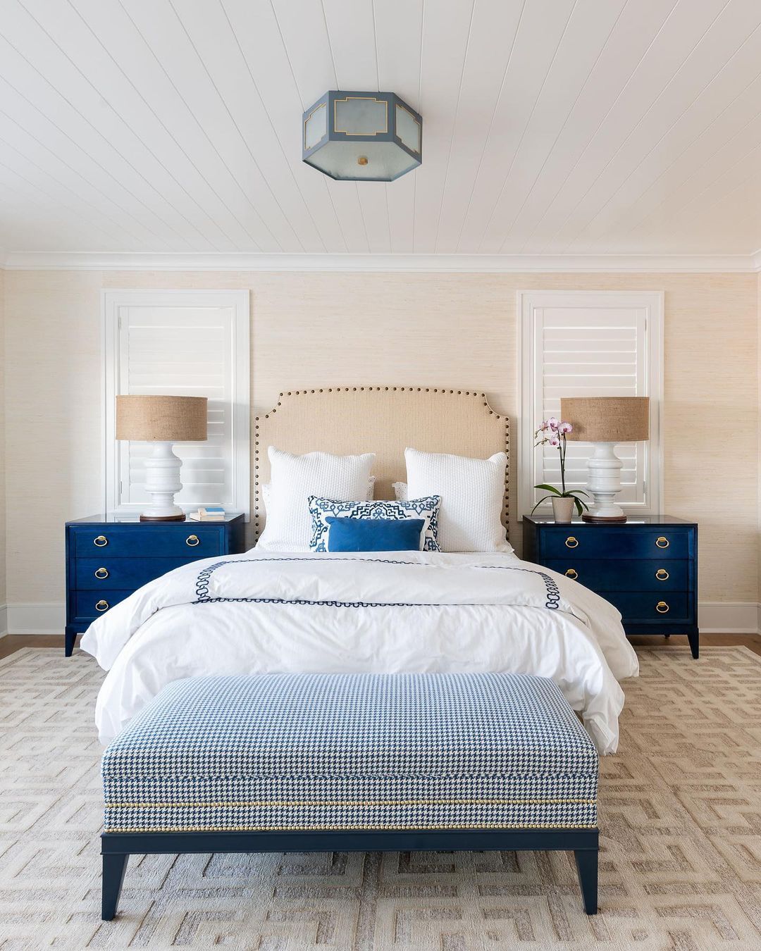 Integrate Bold Blues with Neutral Tones