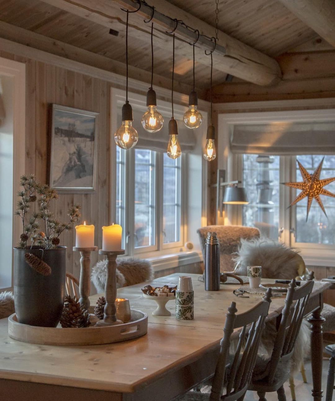 Cozy Winter Dining in a Cabin Setting