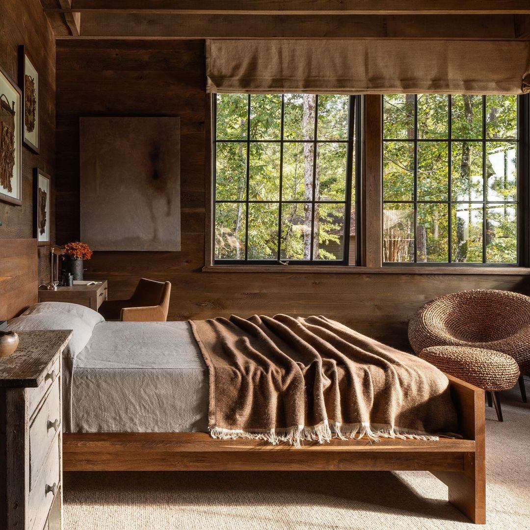 Serene Cabin Bedroom with Natural Elements