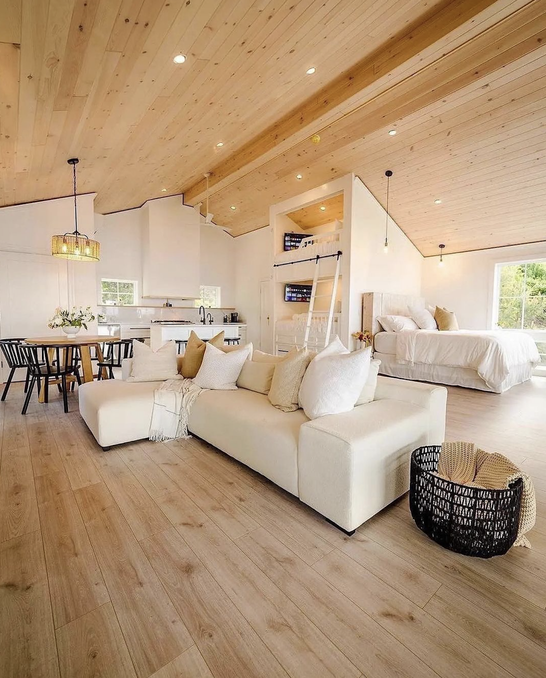 Sleek and Modern Open-Plan Cabin Interior