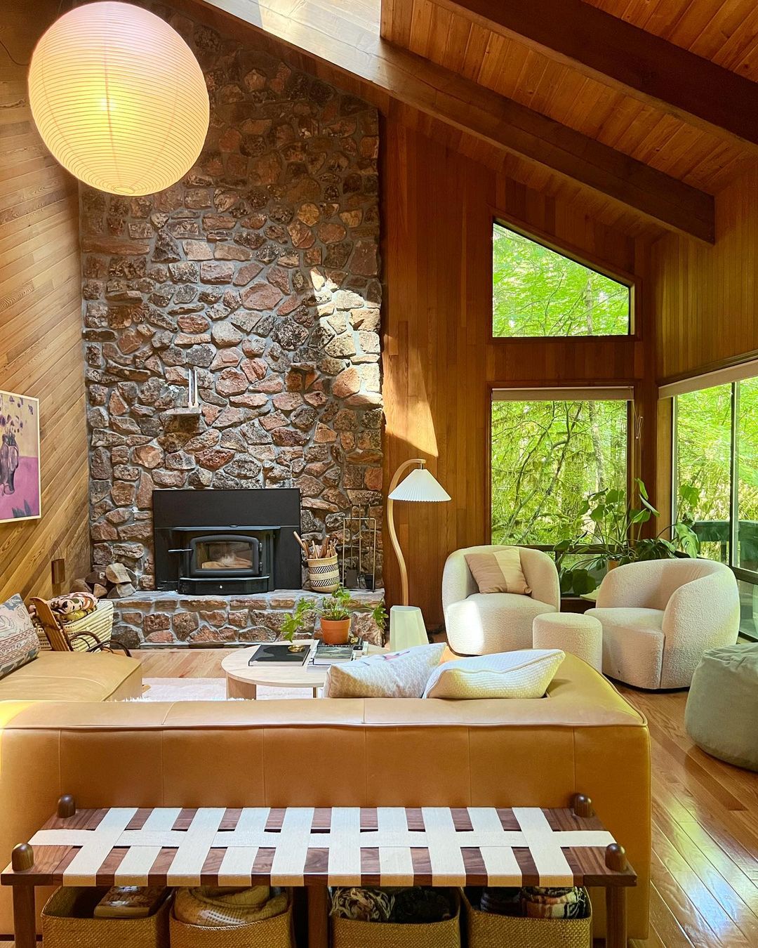 Rustic Elegance with Stone Fireplace