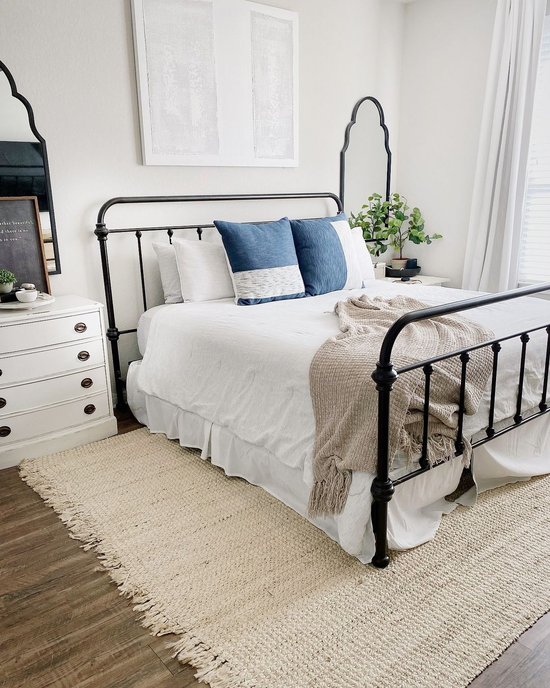 Classic Comfort: Black Metal Bed Frame with Textured Accents