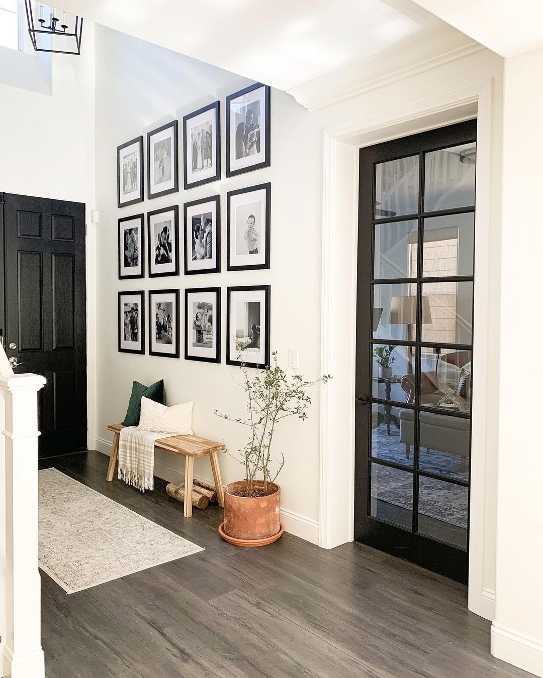 Monochrome Family Photo Entryway Gallery Wall