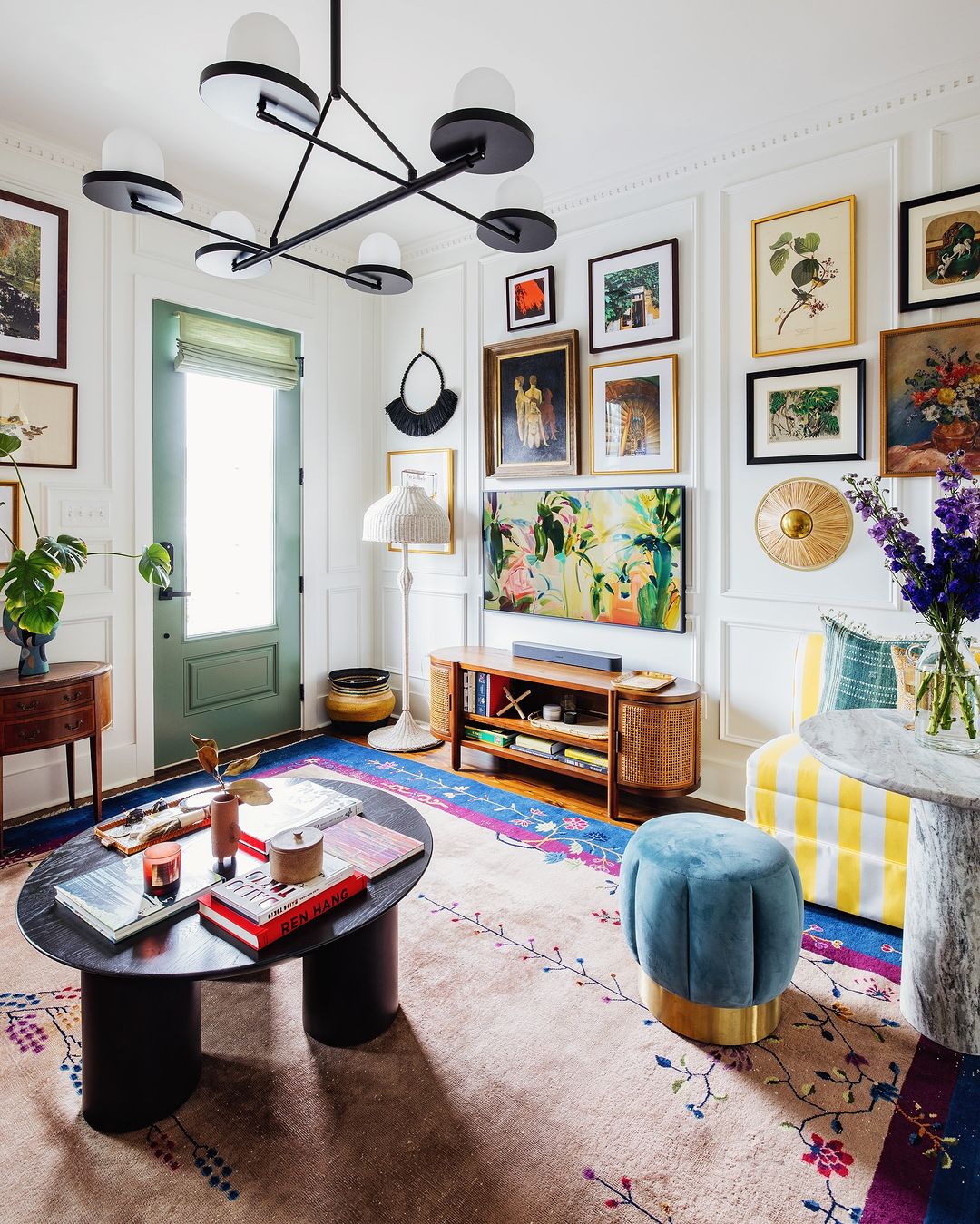 Bold and Eclectic Entryway Gallery Wall