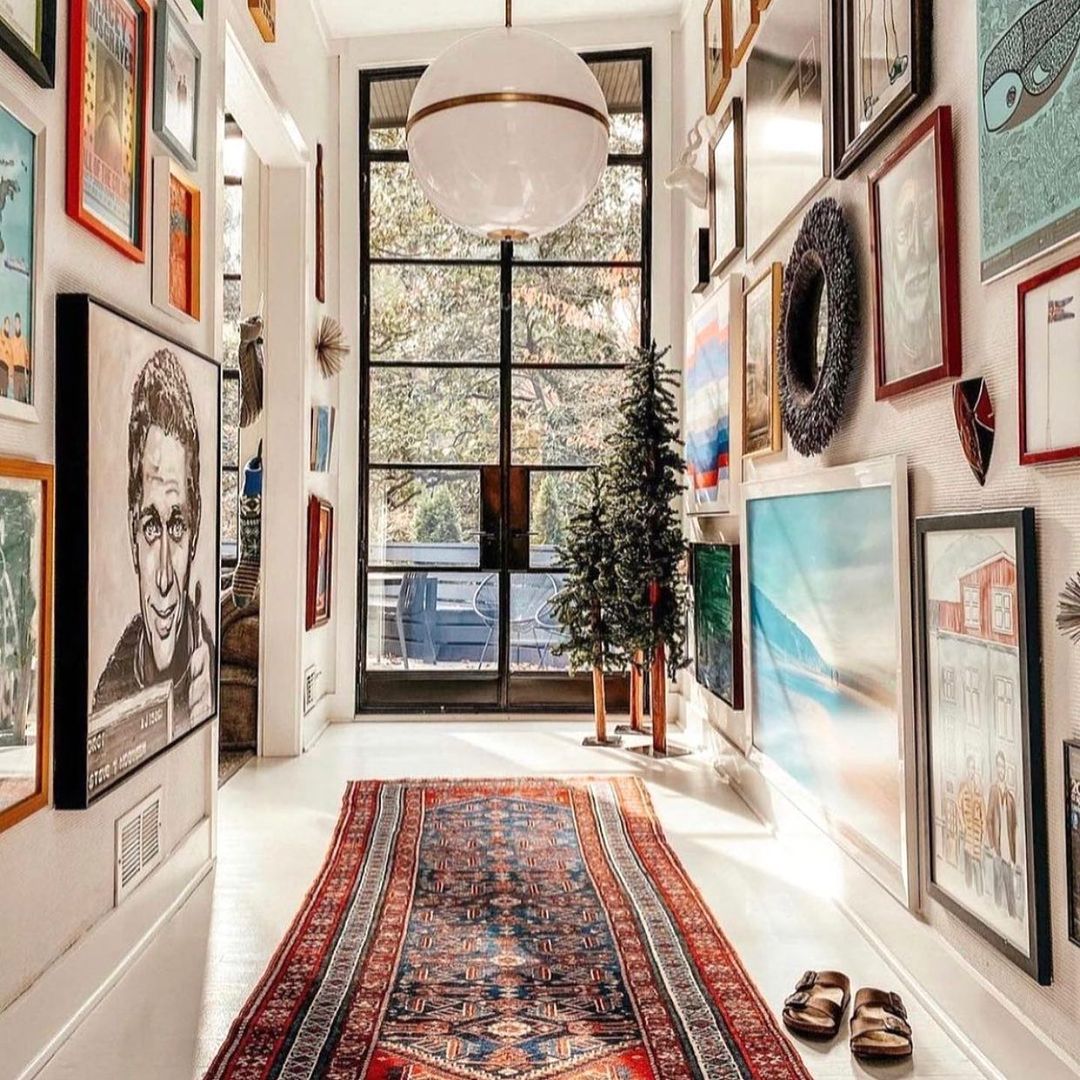 Vibrant and Diverse Entryway Gallery Wall
