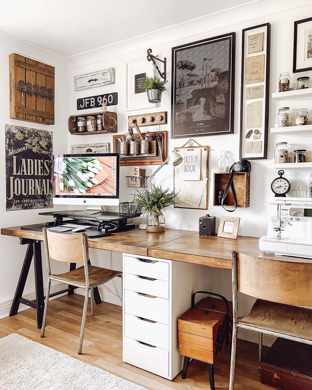 Mix Vintage Decor with Functional Pieces for a Rustic Office