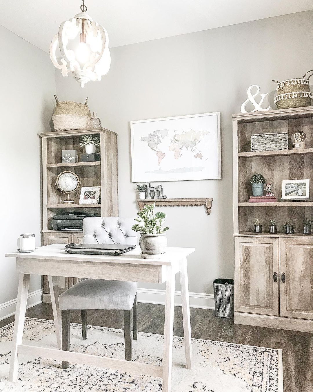 Utilize Light Wood Furniture for a Bright Rustic Office