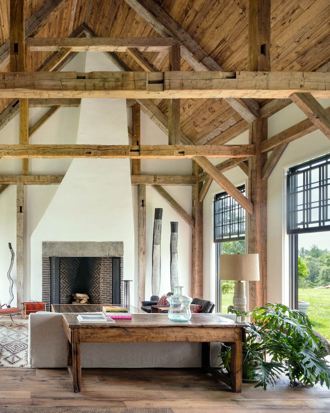 Emphasizing Grandeur with High Ceilings and Exposed Beams
