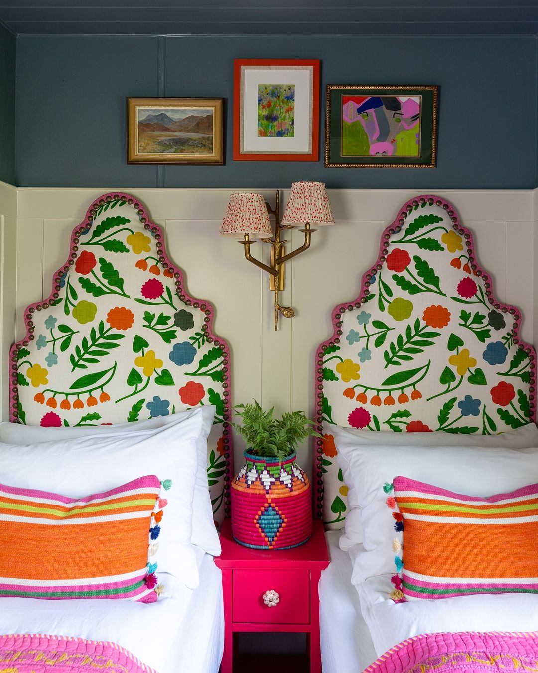 Eclectic Charm in a Vibrant Twin Bedroom