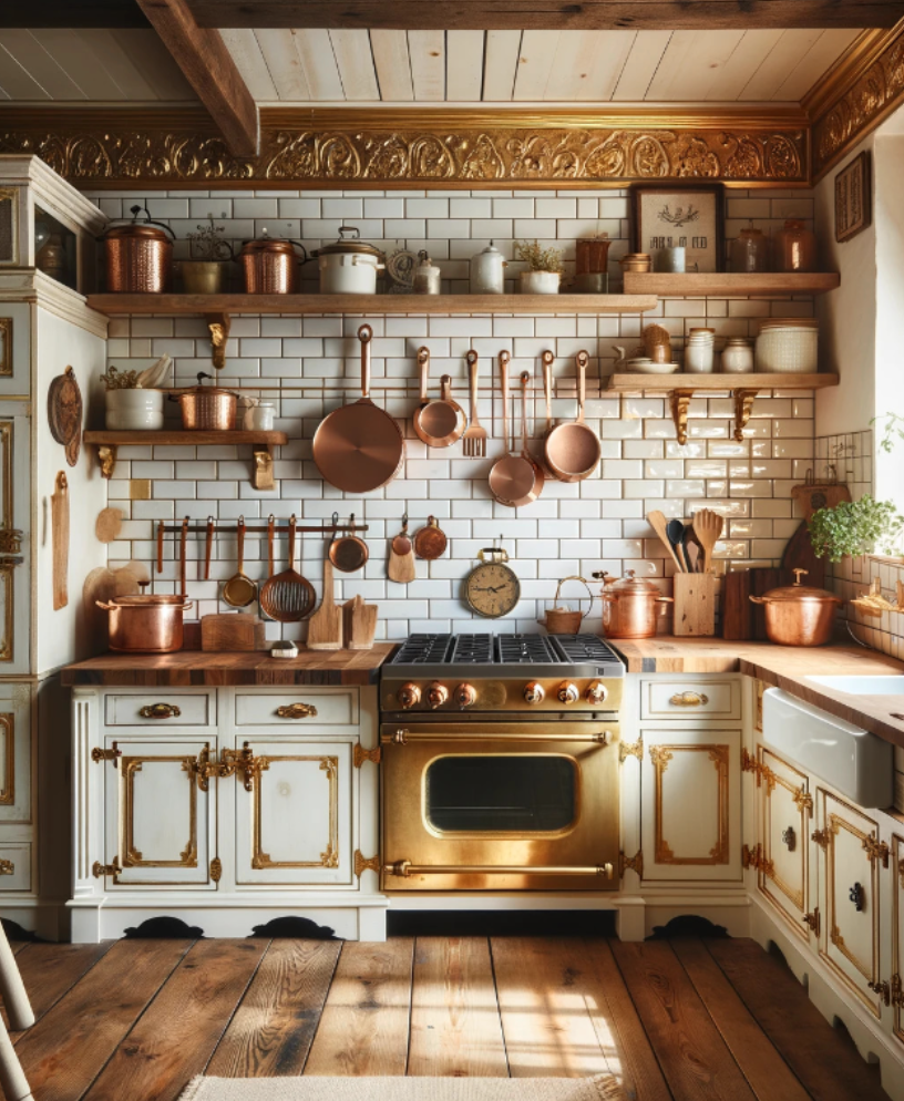 Vintage Kitchen with Luxurious Gold Accents