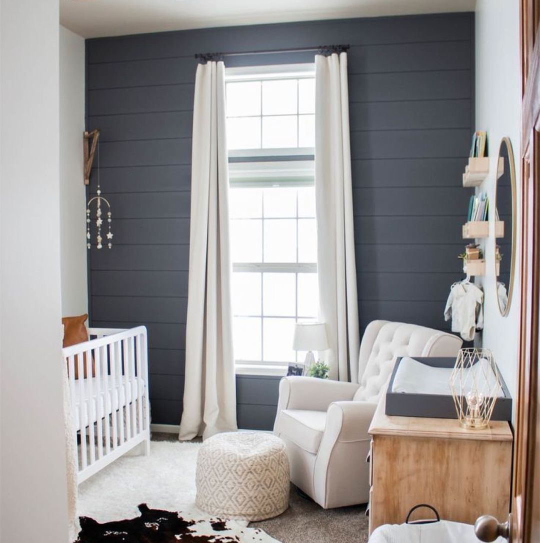 Cozy Nursery with Grey Shiplap Accent Wall