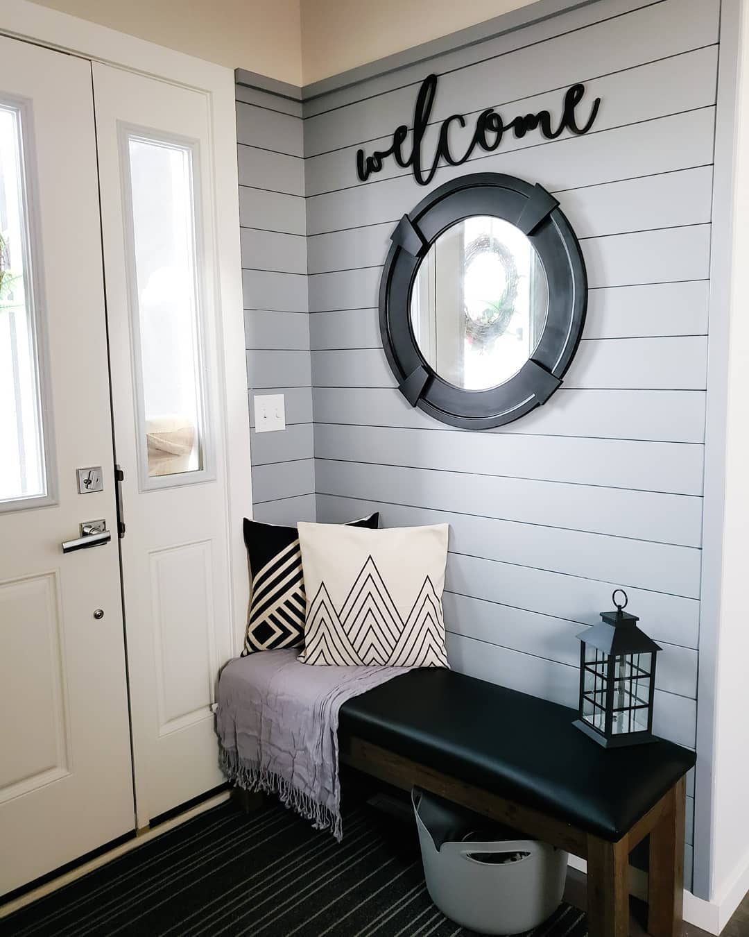 Welcoming Entryway with Grey Shiplap