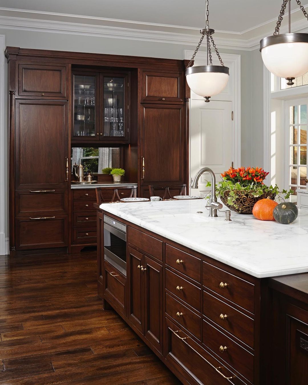 Classic Sophistication with Dark Wood Cabinets