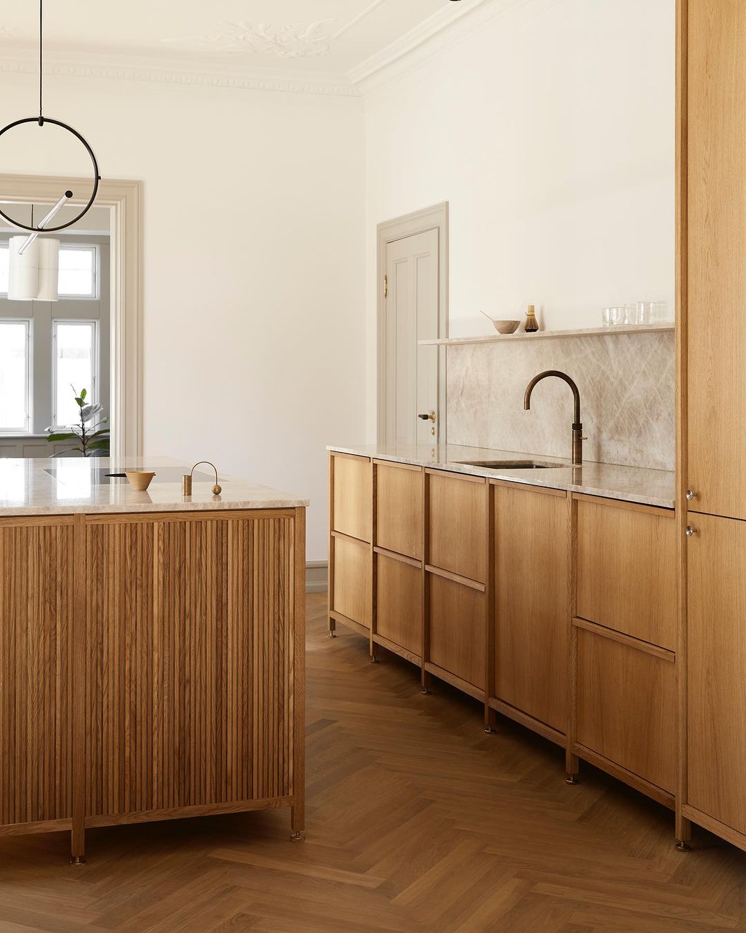 Minimalist Elegance with Natural Wood Cabinets