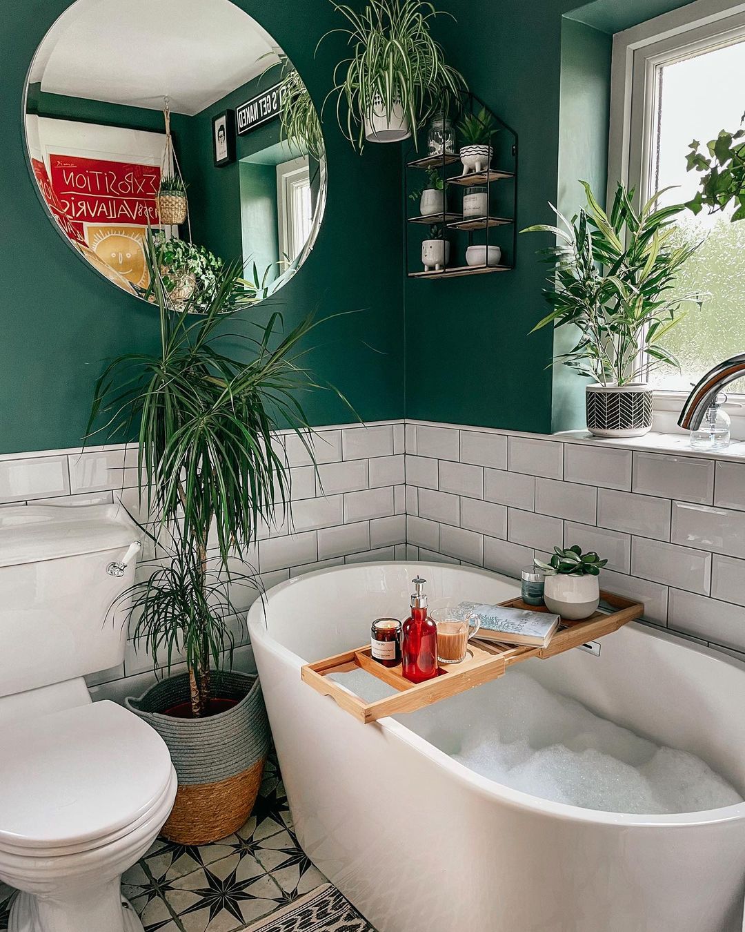 Lush Greenery Oasis in a Small Bathroom