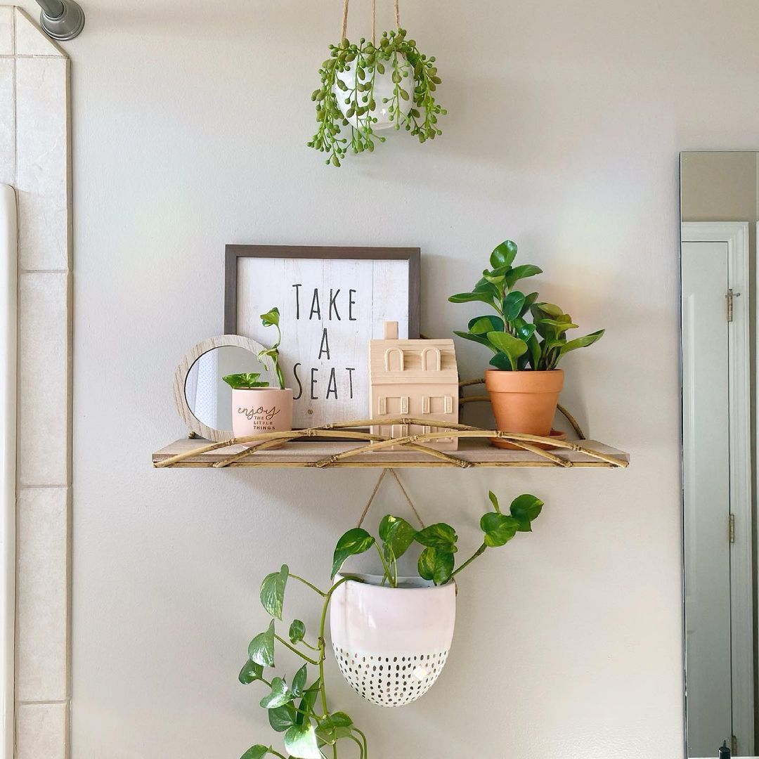 Whimsical and Green Floating Shelves