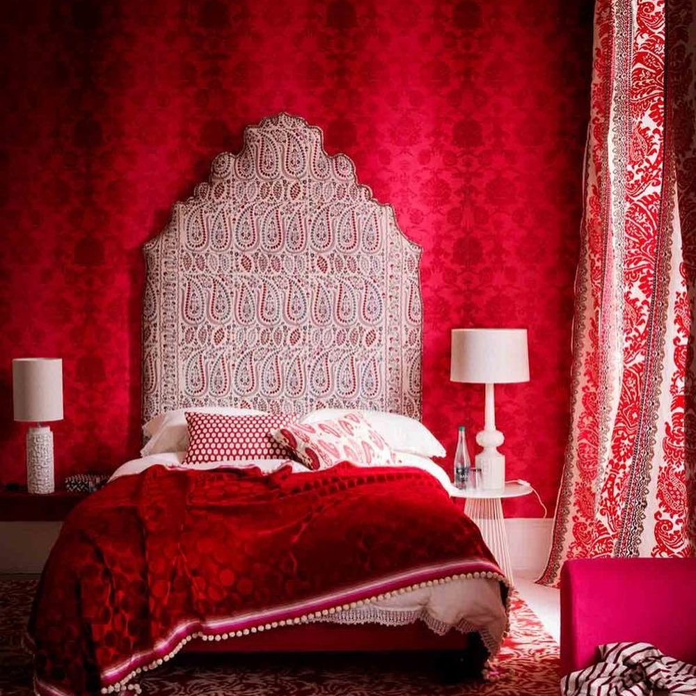 Luxurious Red and White Bedroom