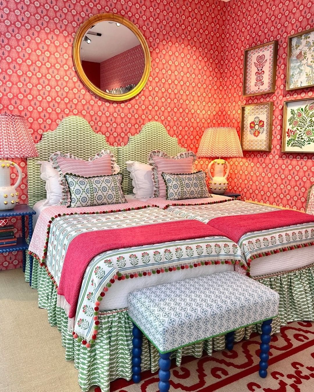 Vibrant Eclectic Red Bedroom