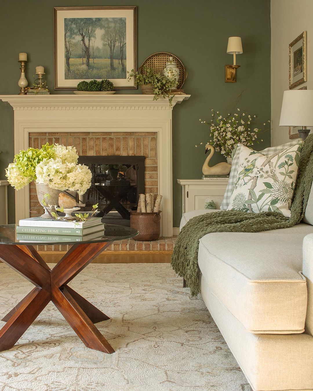 Nature-Inspired Green and Floral Summer Mantel