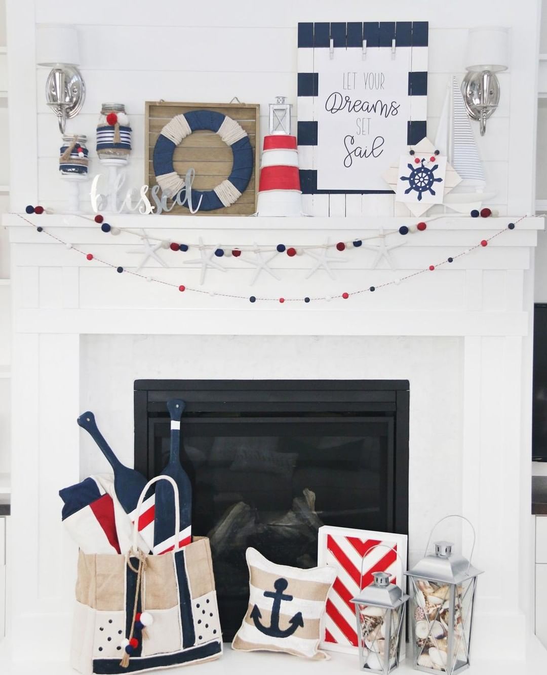 Nautical Theme for a Playful Summer Mantel