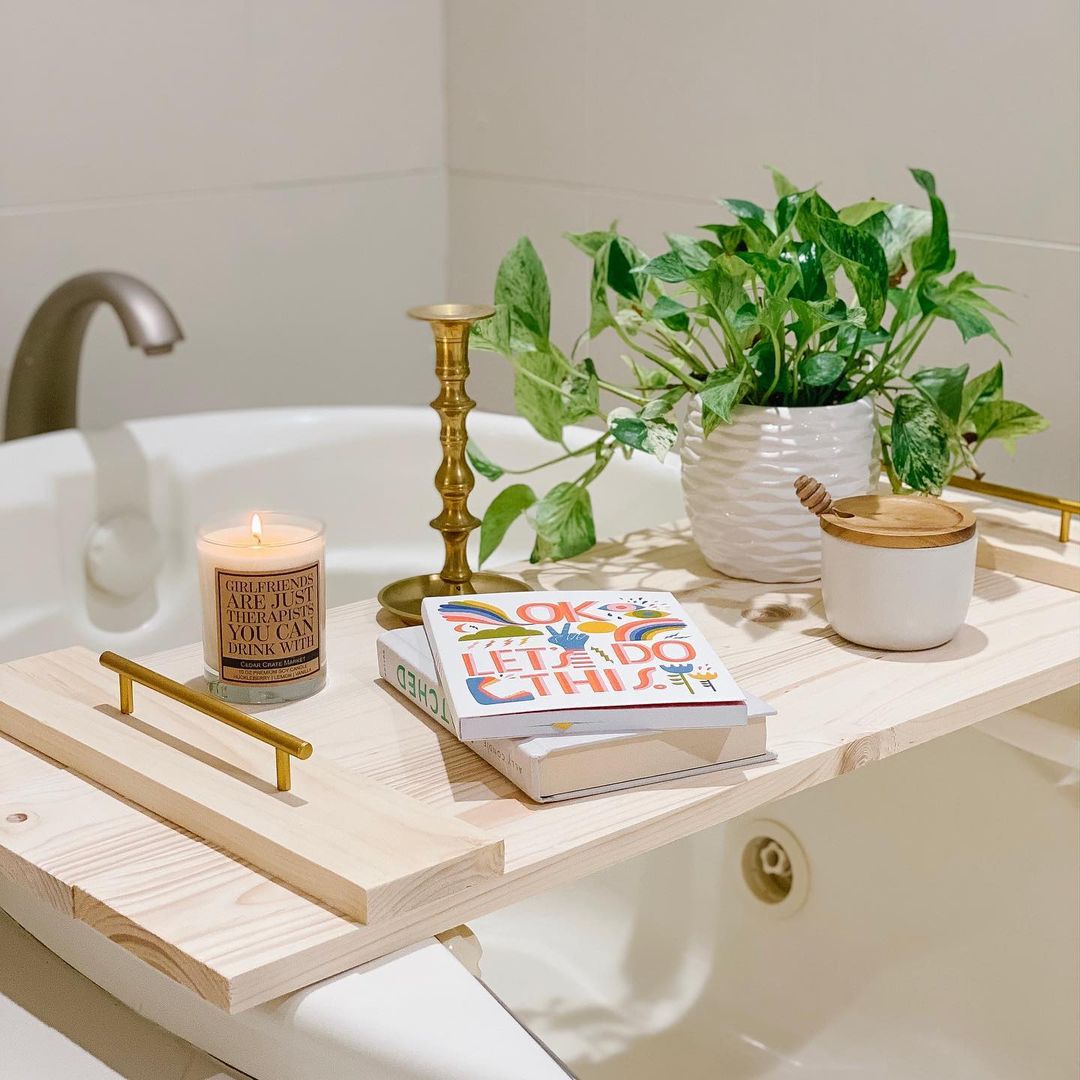 Brighten Your Bath Time with a Versatile Wooden Tray