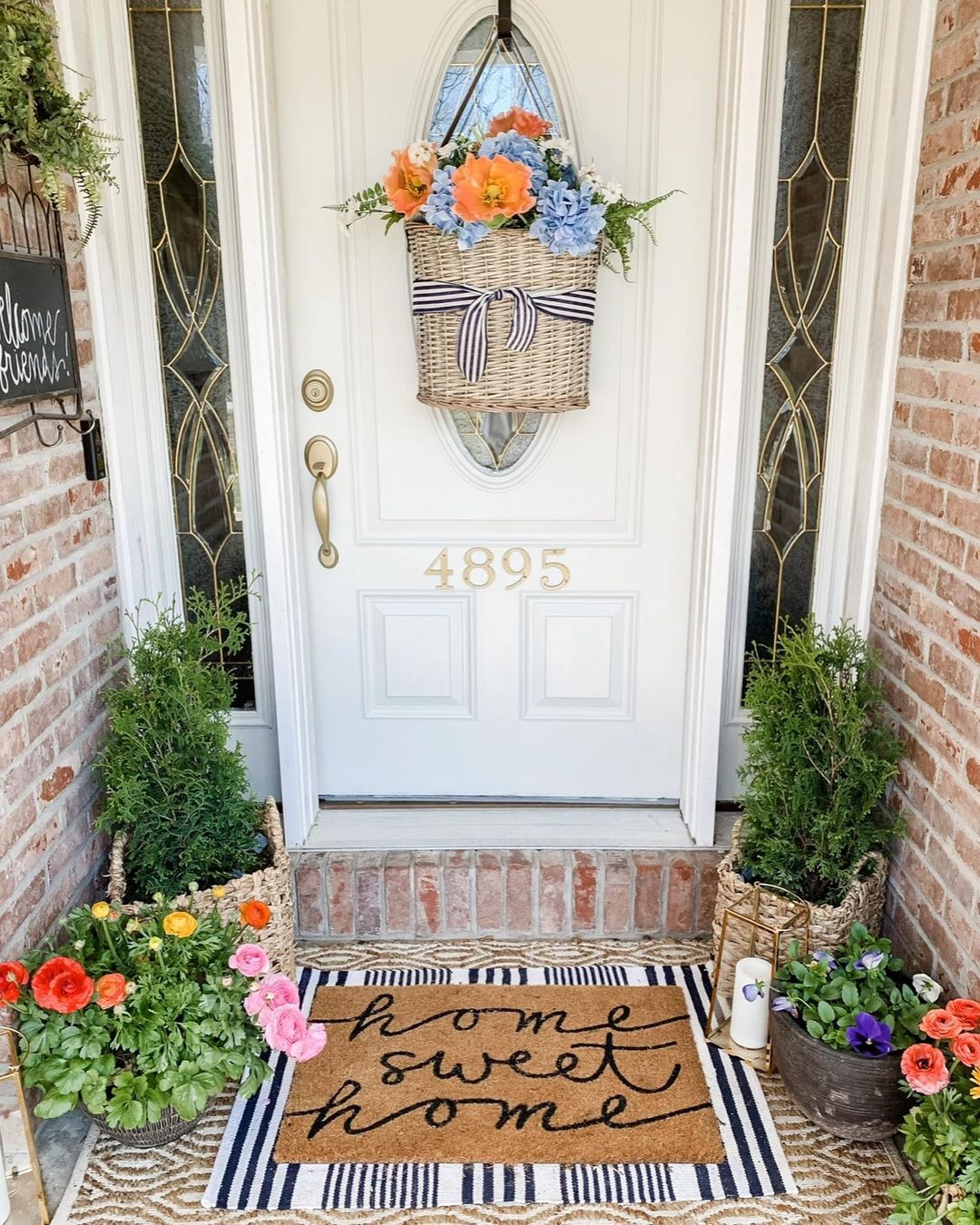 Colorful Spring Floral Door Basket