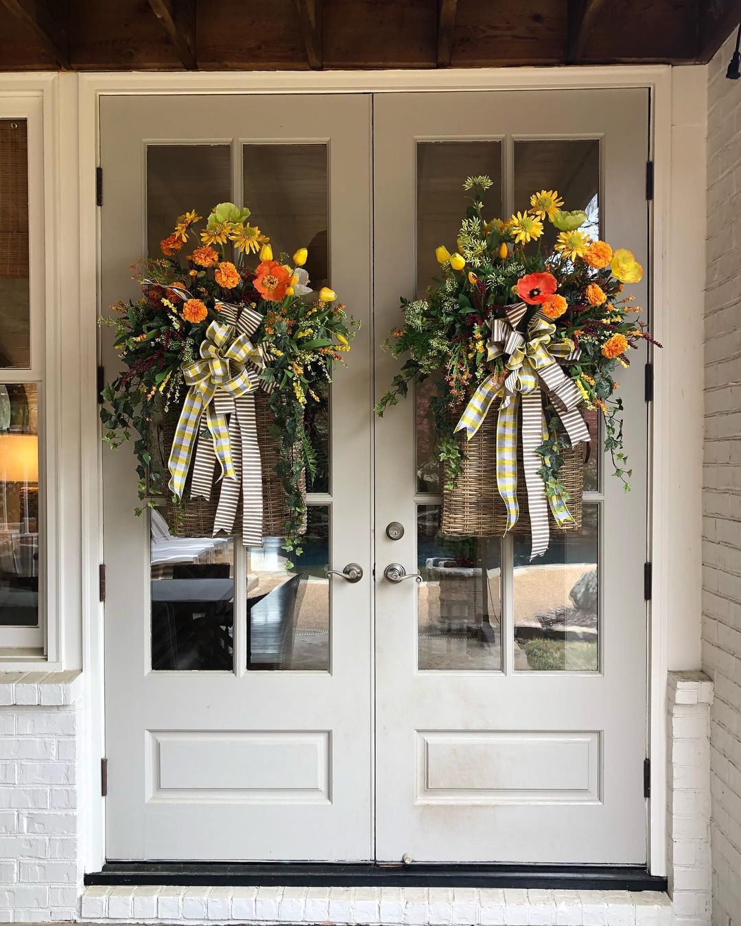 Vibrant Fall Floral Door Baskets