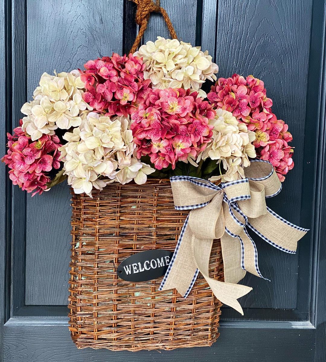 Welcoming Hydrangea Door Basket