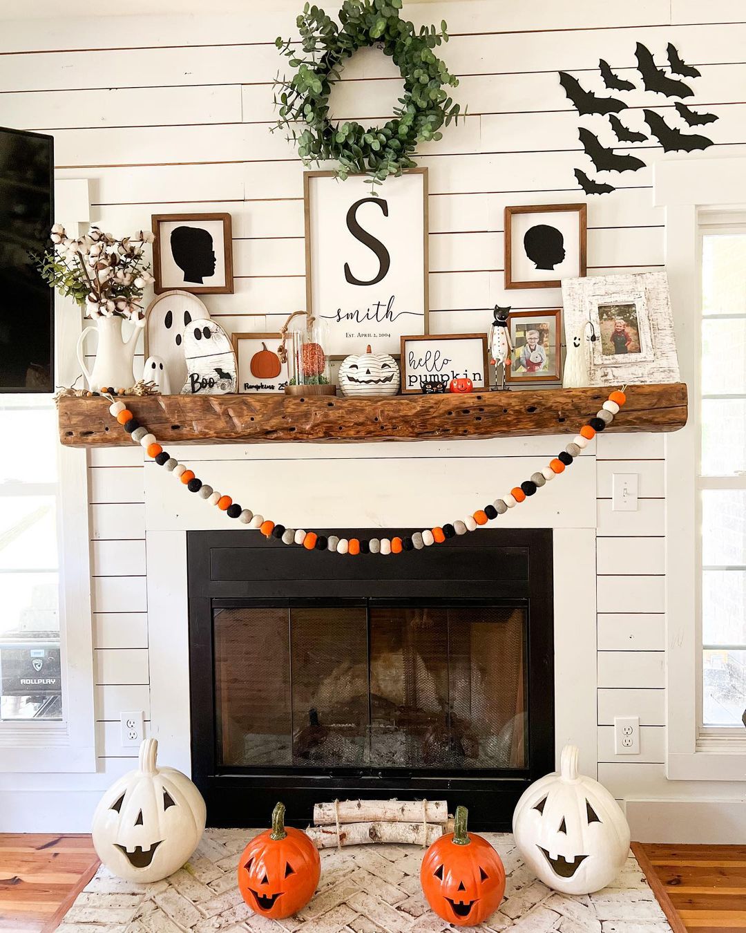 Festive Halloween Mantel with Personalized Decor
