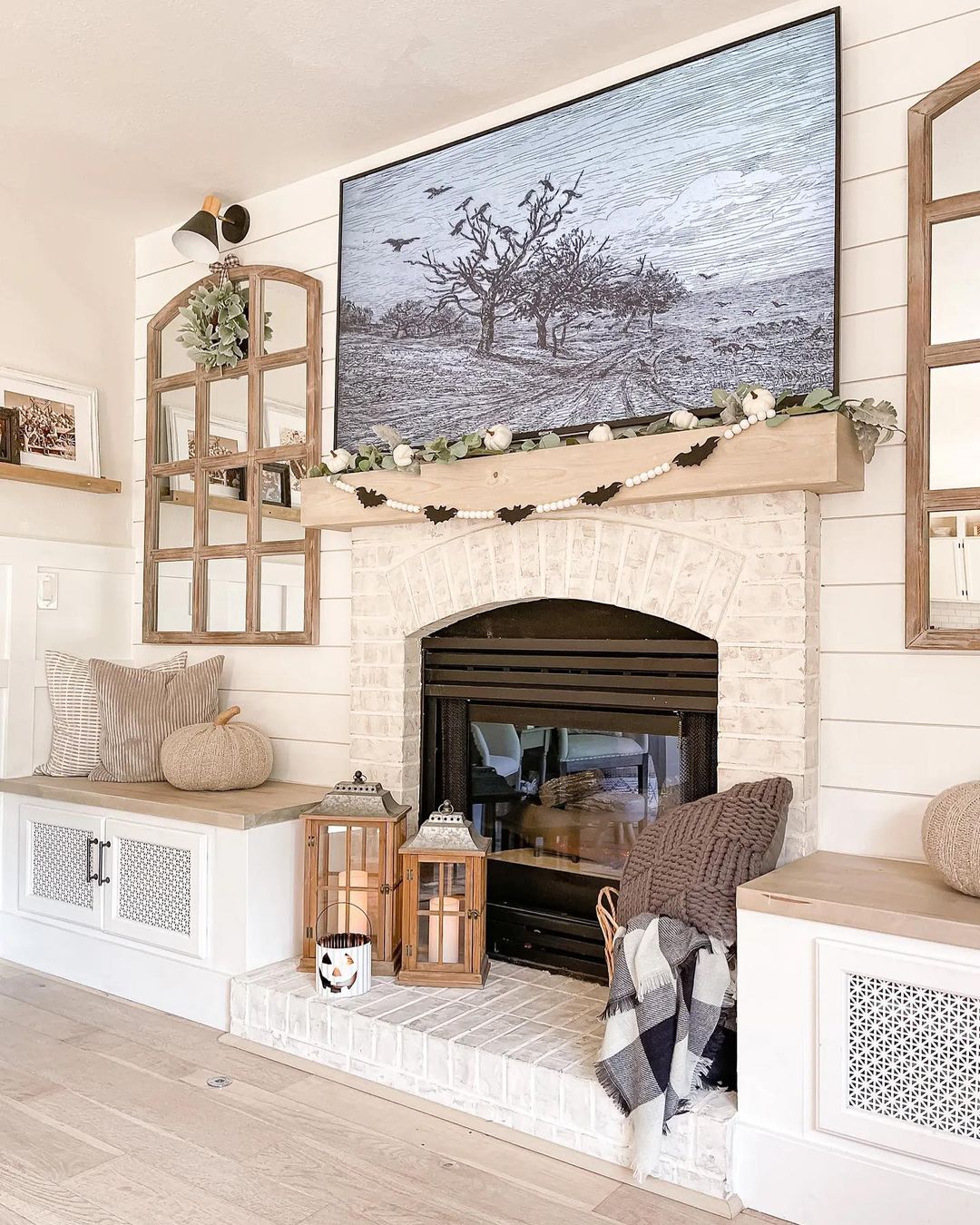 Subtle Halloween Fireplace with Rustic Decor