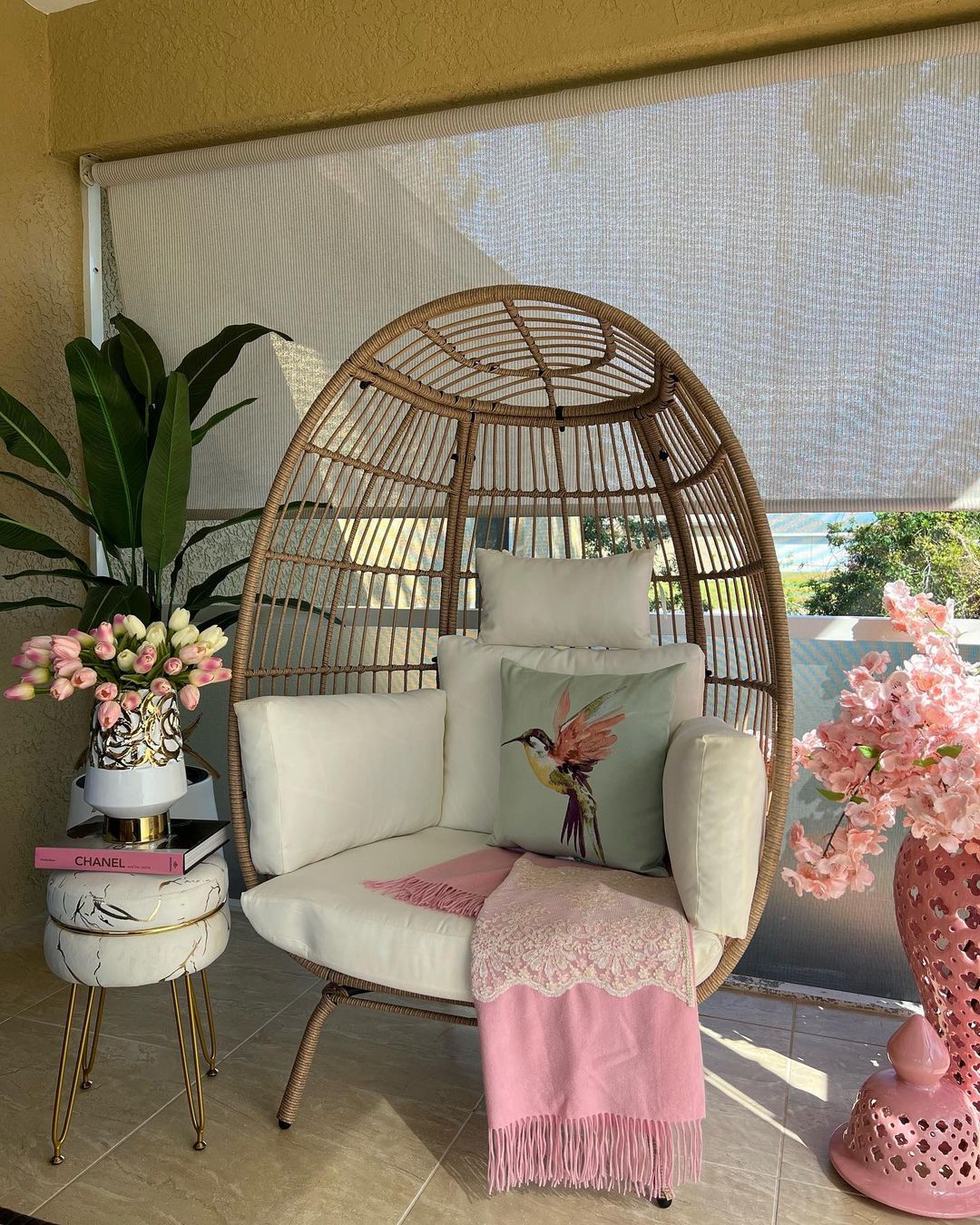 Elegant Floral Egg Chair Space