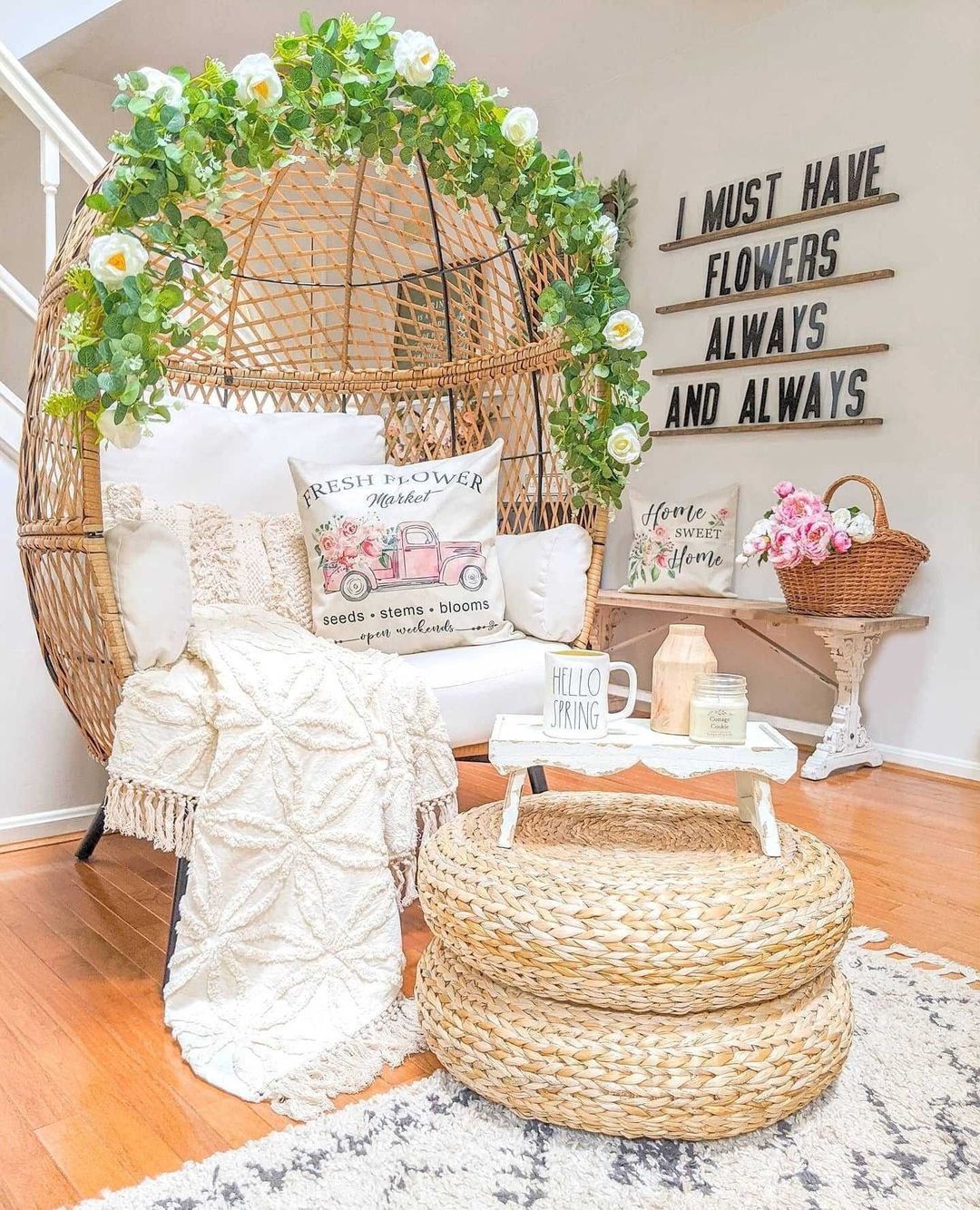 Cozy Floral Egg Chair Nook