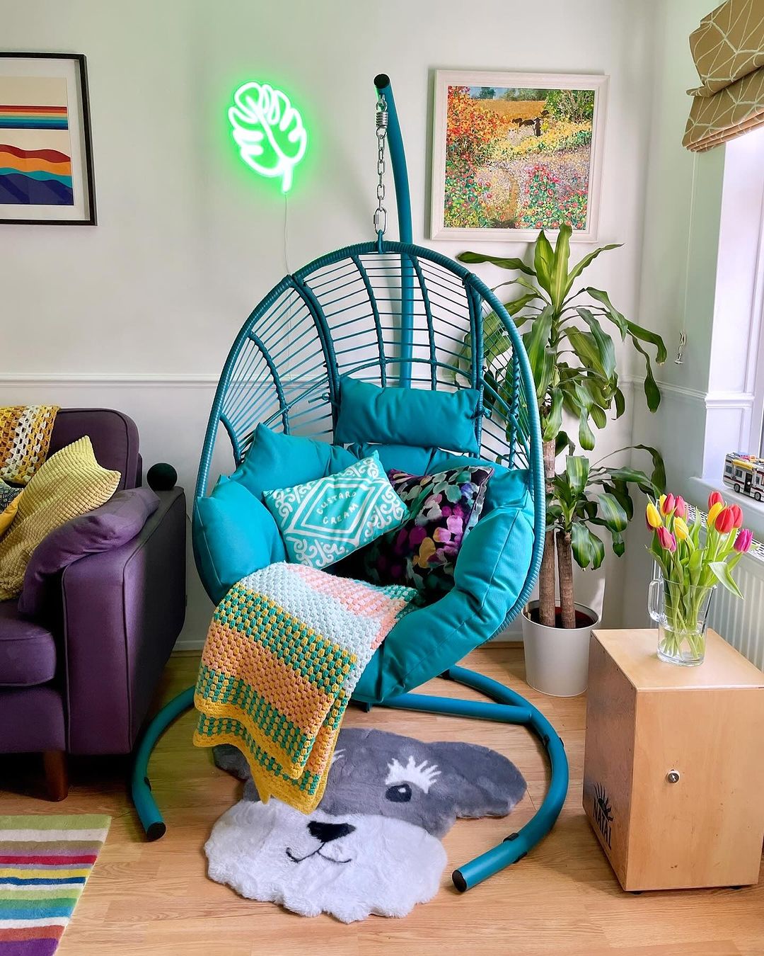 Vibrant and Playful Egg Chair Corner