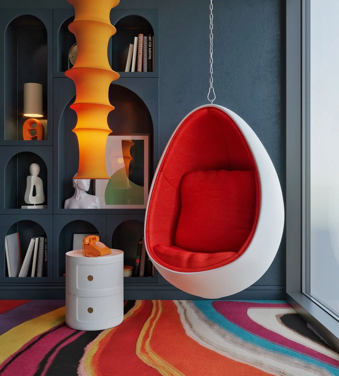 Modern Artistic Egg Chair Setup