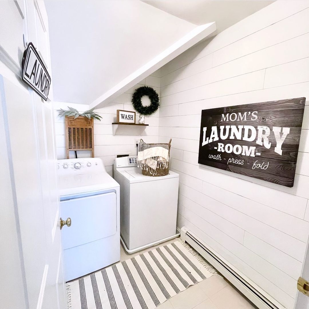 Maximize Space with a Shiplap Laundry Room Under Sloped Ceilings