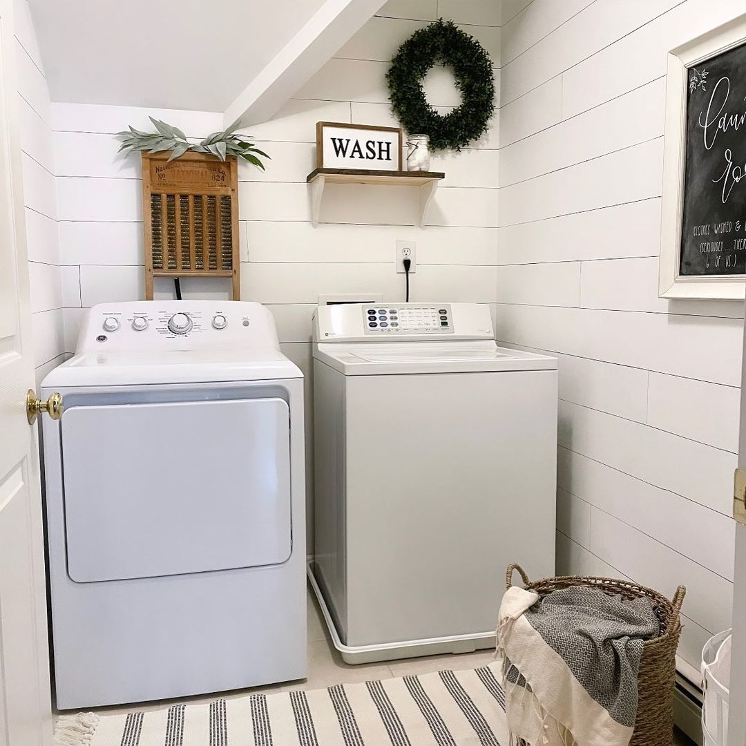 Utilize Vertical Space in a Shiplap Laundry Room