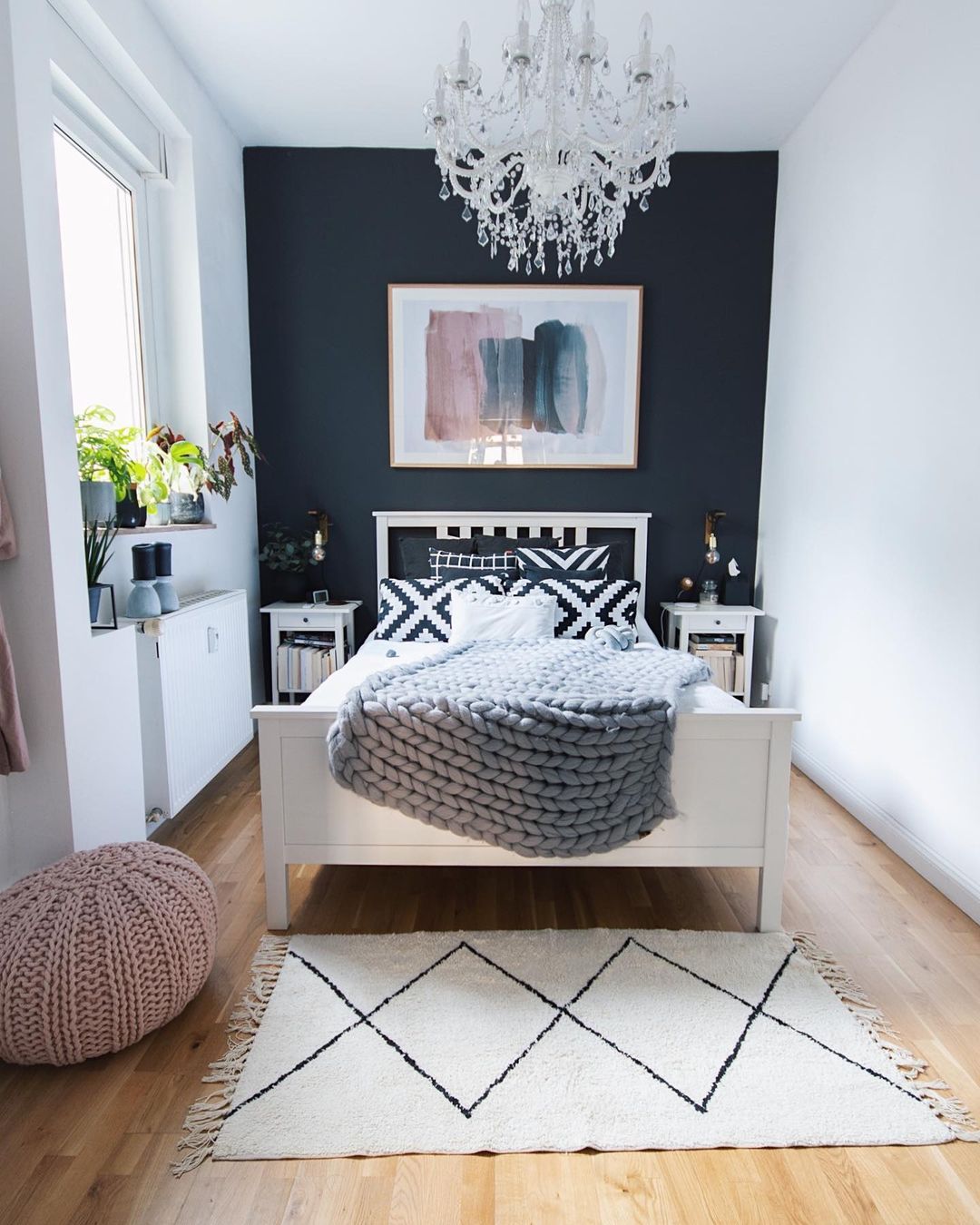 Modern Bedroom with Black Accent Wall