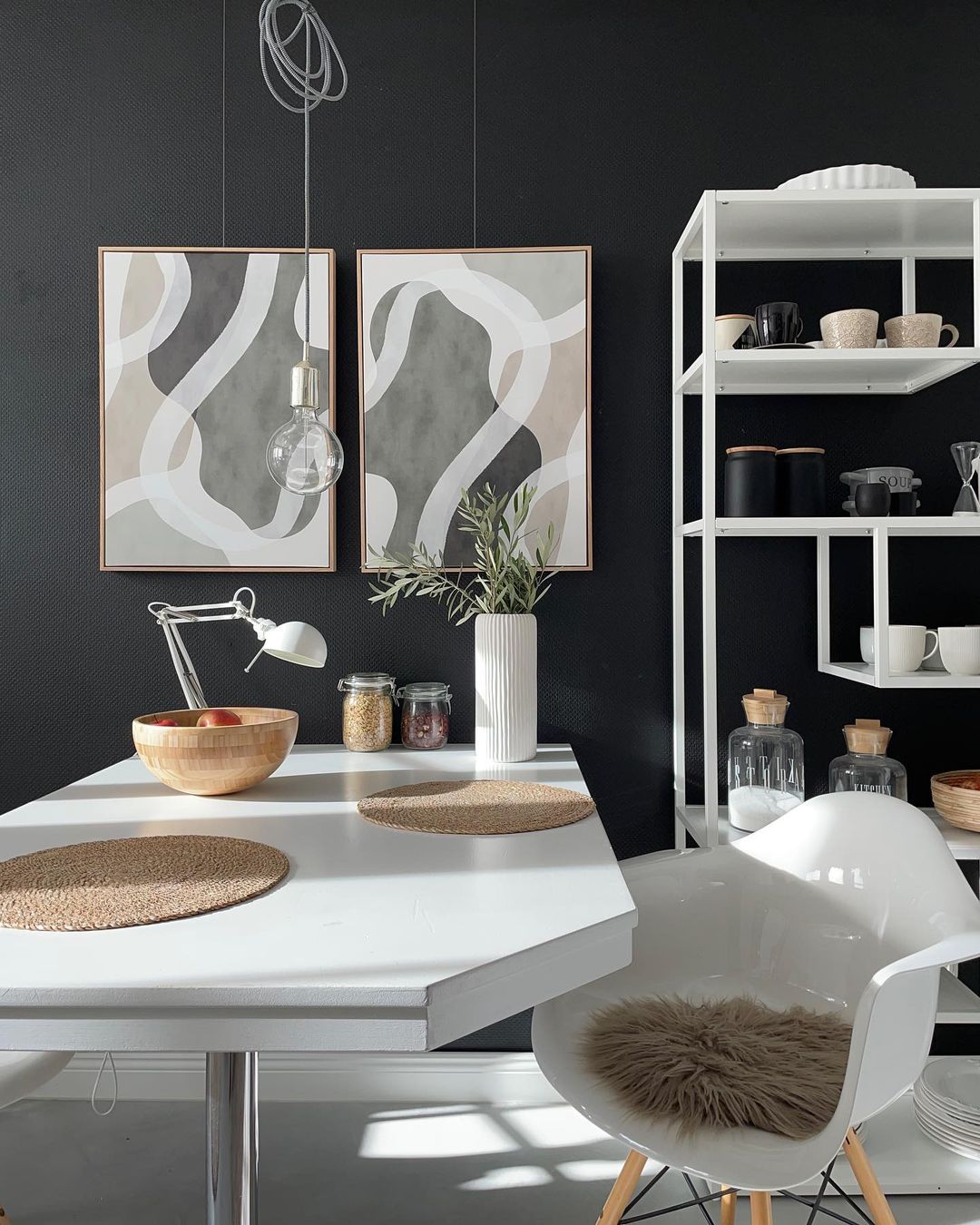 Sleek Kitchen with Contrasting Black Wall