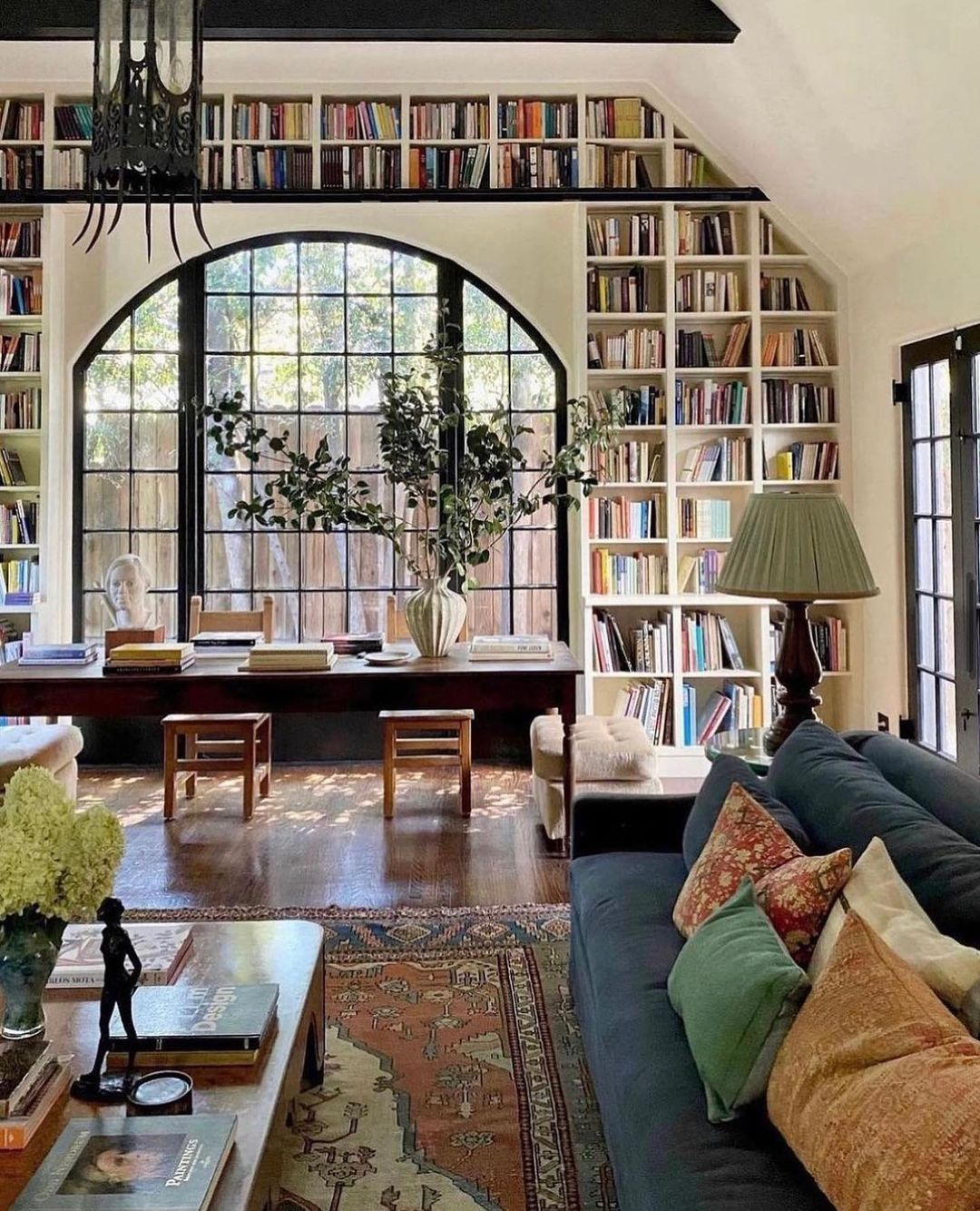 Grand Reading Room with Floor-to-Ceiling Bookshelves