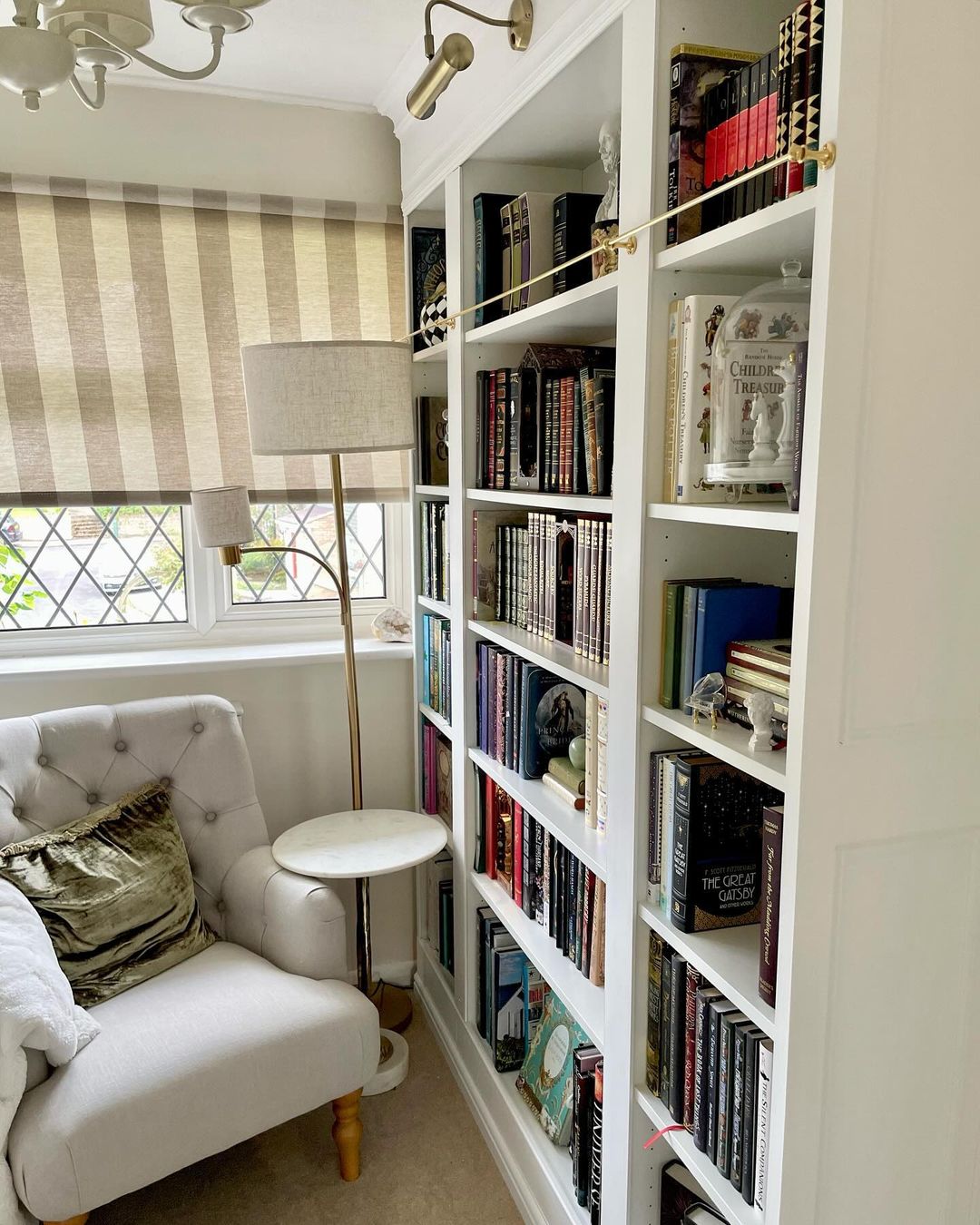 Cozy Corner Reading Nook with Built-in Shelves