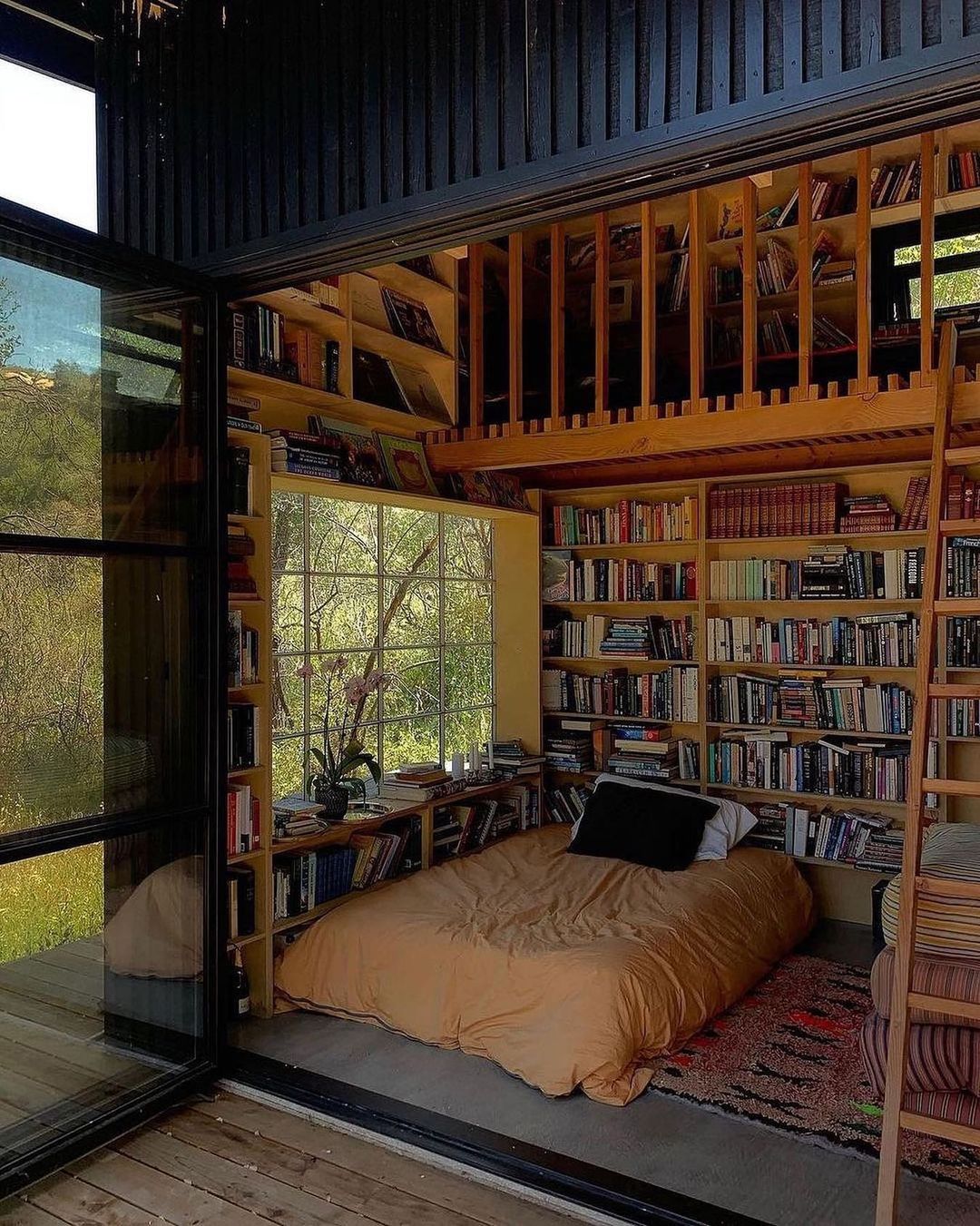 Rustic Reading Room with Loft and Floor Mattress