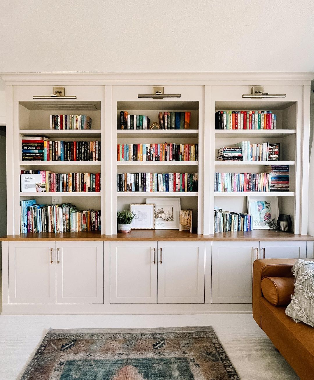 Elegant Home Library with Illuminated Shelving