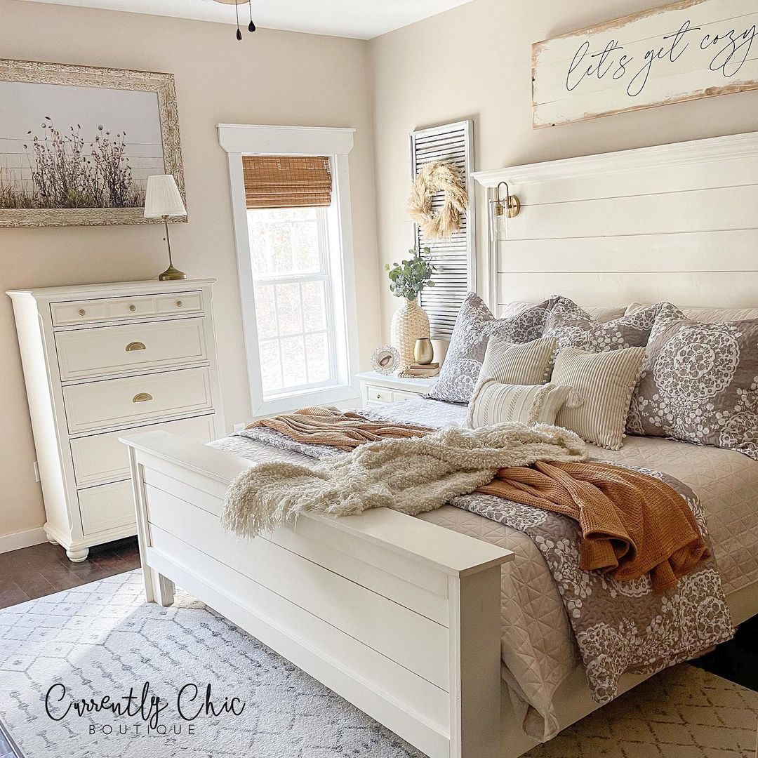 Inviting Shiplap Headboard with Cozy Accents