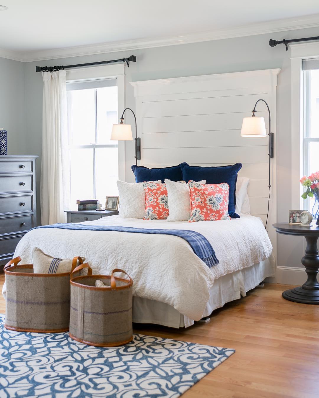 Classic Shiplap Headboard with Bold Accents