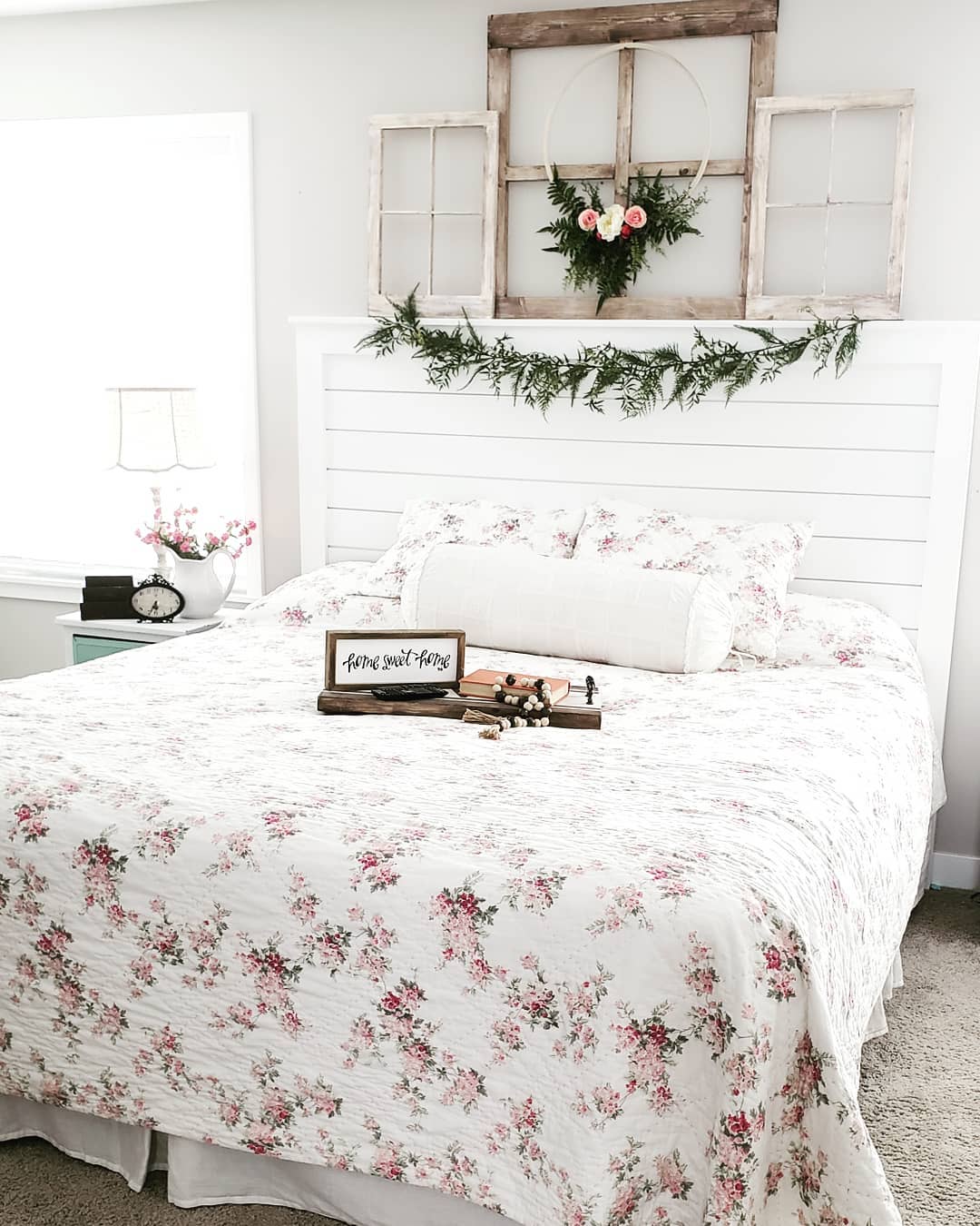 Fresh and Floral Shiplap Headboard