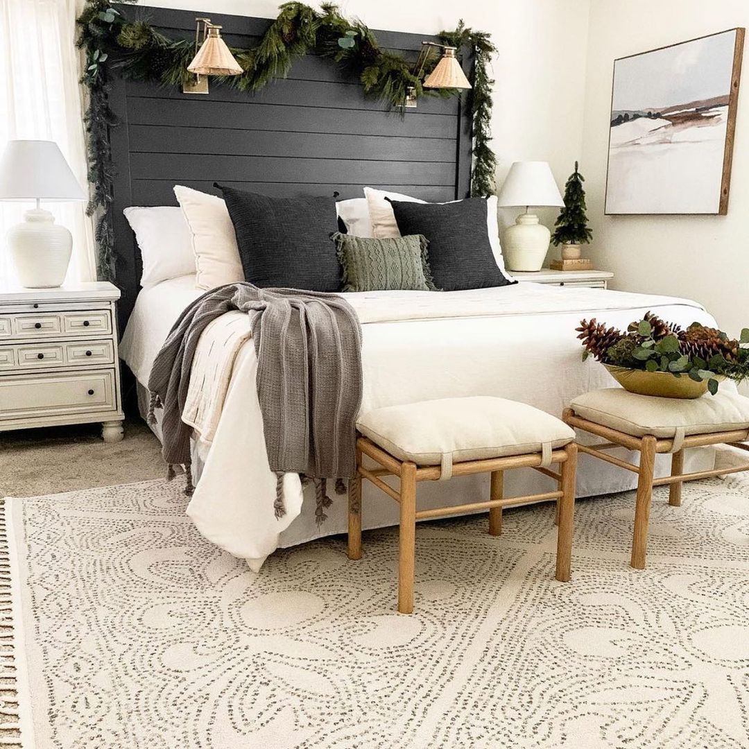 Modern Shiplap Headboard with Seasonal Touches