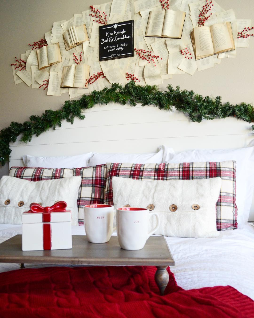 Festive Shiplap Headboard with Creative Decor