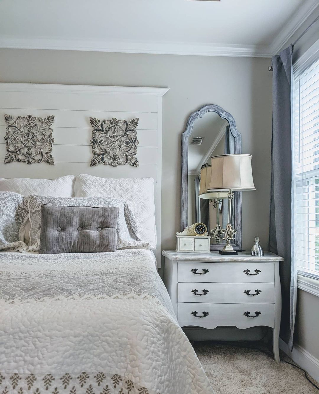 Elegant Shiplap Headboard with Vintage Accents