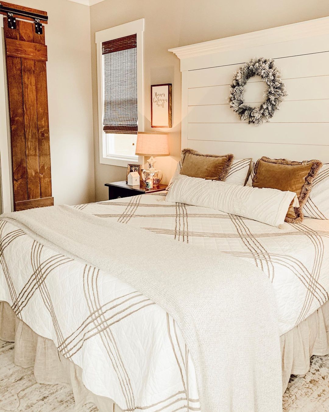 Rustic Shiplap Headboard with Cozy Decor